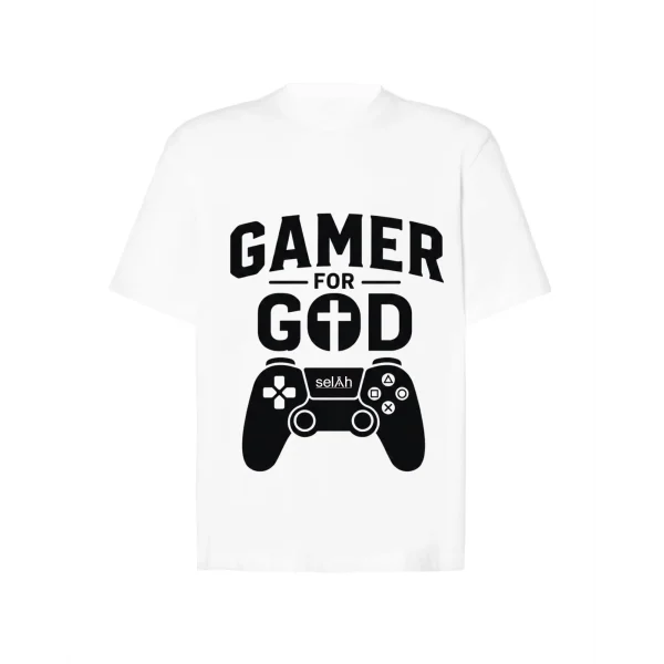 Camiseta cristiana oversize gamer for god beige