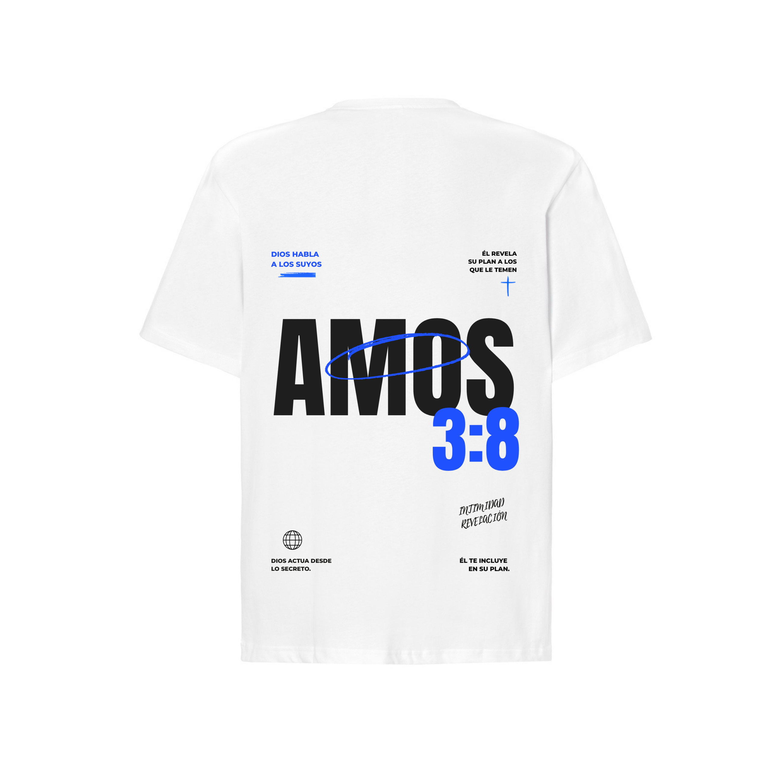 camiseta cristiana oversize AMOS blanca